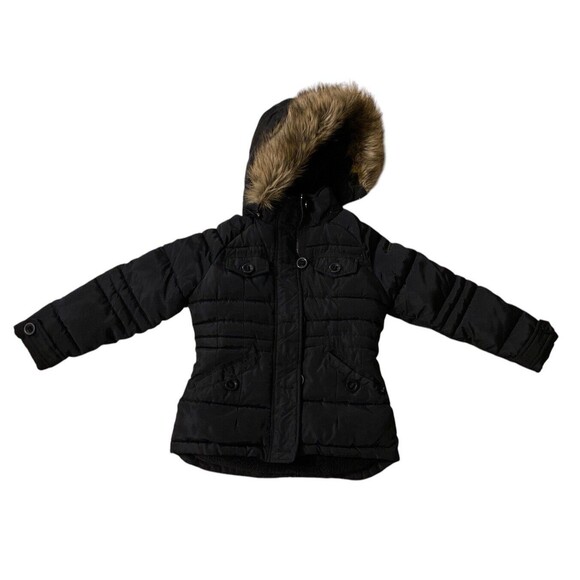 Steve Madden Girl’s Puffer‎ Jacket With Removable Faux Fur Hood Size 6X Black - Picture 2 of 7